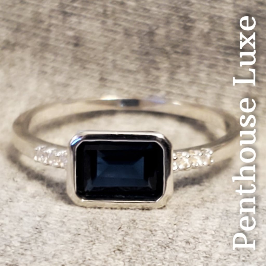 Real London Blue Topaz Solid 925 Sterling Silver Ring